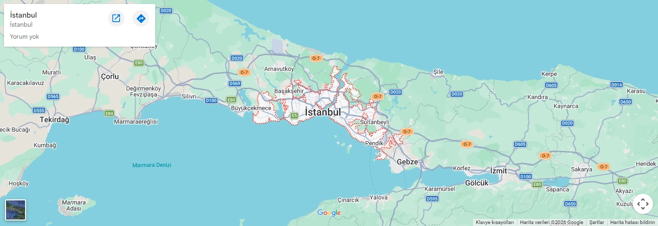 İstanbul Oto Çekici ve 7/24 Yol Yardım Hizmet Haritası